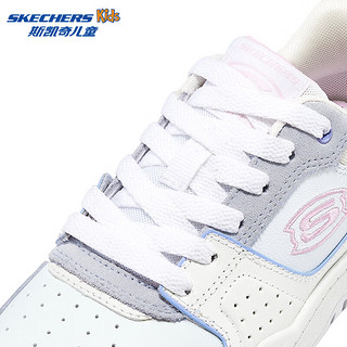 Skechers斯凯奇儿童春秋低帮休闲复古板鞋男童厚底轻便防滑运动鞋406157L 女童/白色/多彩色/WMLT 39码