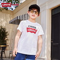 Levi's李维斯童装年夏季男童冰感短袖t恤圆领打底衫儿童上衣 明亮白 110/52(4)