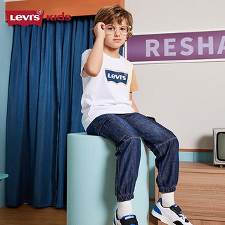 Levi's李维斯童装年夏季男童冰感短袖t恤圆领打底衫儿童上衣 奶白（E916） 160/80(XL)