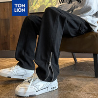 唐狮 TONLION2024新款男高街美式百搭牛仔长裤WP 黑色