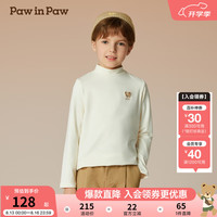 PawinPaw卡通小熊童装2024年秋冬男女大小童长袖半高领T恤儿童衣服 Ivory象牙色/39 160cm