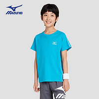 美津浓（MIZUNO）Mizuno儿童短袖T恤舒适休闲男中大童上衣t2024夏季百搭 环礁蓝 140cm(140cm) (身高135-14