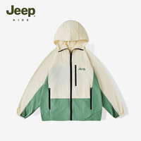 Jeep吉普男女中大童2024年夏季运动生活系列凉感舒适防晒衣外套 米白 140