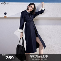 伊芙丽（eifini）【爆款升级】伊芙丽简约大气经典单排扣长款风衣女2024秋装外套
