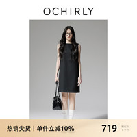 ochirly欧时力 精纺小黑裙无袖连衣裙气质赫本风宽松2024秋季 黑色 M
