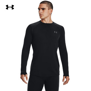 安德玛 官方UA ColdGear Base男子圆领运动长袖T恤Under Armour1343244 黑色001 3XL