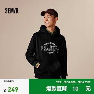 森马（Semir）史努比系列卫衣男2024秋季装印花连帽上衣 黑色90001 170/88A/M