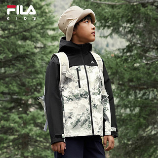 FILA【斐护科技】斐乐儿童户外防风上衣2024秋冬男中大童外套 满印一-ZA 130cm