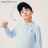 NAUTICA诺帝卡童装【儿童基本款】 男童女童POLO衫春秋季长袖T恤 浅蓝 170cm