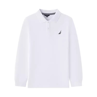 NAUTICA诺帝卡童装【儿童基本款】 男童女童POLO衫春秋季长袖T恤 白色-抑菌面料升级 140cm
