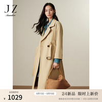 玖姿·安娜蔻摩登通勤经典系带收腰肯辛顿风衣外套女2024秋季 卡其 S