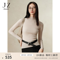 玖姿·安娜蔻【可机洗羊毛】高品质修身打底针织衫女2024冬季 杏色 M