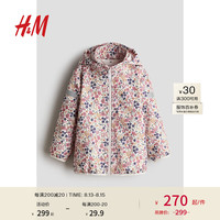 H&M童装女童2024秋季抗水软壳户外夹克外套1208418 粉色/花卉 130/64