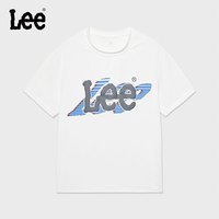 李 Lee儿童短袖T恤休闲百搭时尚宽松2024年夏季男童女童透气舒适 月光白 120cm