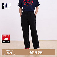 Gap男装2024初秋纯棉多口袋工装裤可松紧抽绳休闲裤640199 黑色 185/92A(XXL) 亚洲尺码