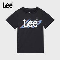 李 Lee儿童短袖T恤休闲百搭时尚宽松2024年夏季男童女童透气舒适 乌黑色 165cm