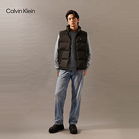 Calvin Klein Jeans24秋季男士简约ck刺绣字母净色加绒圆领卫衣40QM430 CVP-椰青灰 L