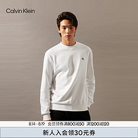 Calvin Klein Jeans24秋季男士简约ck刺绣字母净色加绒圆领卫衣40QM430 YAA-月光白 L