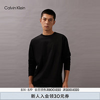 Calvin Klein Jeans24秋季男士通勤简约ck字母净色打底衫长袖T恤J326650 BEH-太空黑 L