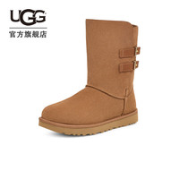 UGG 男女同款舒适时尚平底经典搭扣款短靴雪地靴 1166750 栗色 43