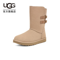 UGG 男女同款舒适时尚平底经典搭扣款短靴雪地靴 1166750 沙丘色 36