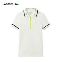 法国拉科斯特 LACOSTE女装24秋季拉链时尚条纹饰边短袖Polo衫|PF2665 I2L/白色 40 /170