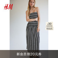 H&M2024夏季新款女装抹胸式连衣裙1243925 黑色/条纹 1