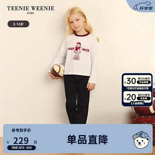 Teenie Weenie Kids小熊童装24秋季新女童休闲印花学院风基本款T恤 象牙白 1