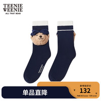 Teenie Weenie小熊2024年早秋可拆卸公仔中筒袜可爱设计感女袜 藏青色 FRE