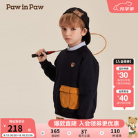 PawinPaw卡通小熊童装2024早秋男童长袖卫衣圆领上衣加绒 藏青色/59 130cm