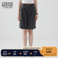 Teenie Weenie小熊2024年早秋新款高腰休闲中裤格雷系灰色短裤女士 灰色 1