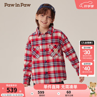 PawinPaw卡通小熊童装2024年秋冬男童男孩衬衫 Red红色/20 140cm