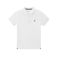 诺帝卡 NAUTICA童装【儿童基本款】 男童POLO衫夏季短袖T恤抑菌 白色-珠地网眼 120cm