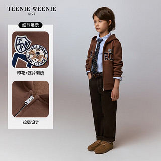 Teenie Weenie Kids小熊童装24秋款男女童复古学院风连帽卫衣开衫 藏青色 160cm