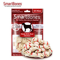 SmartBones 宠物零食狗零食磨牙棒狗咬胶 夹心洁齿骨洁齿棒味鸡肉味 迷你16支装