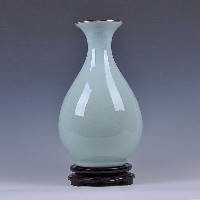 九藏尊品 景德镇青瓷仿古花瓶，官窑裂纹高30㎝宽19㎝