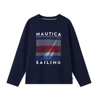 NAUTICA诺帝卡童装 男女童长袖T恤春秋季打底衫经典儿童美式复古 藏青色 120cm