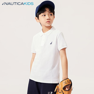 诺帝卡 NAUTICA童装【儿童基本款】 男童POLO衫夏季短袖T恤抑菌 白 色-凉感抗菌面料 165cm