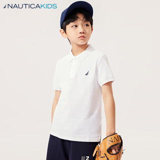 诺帝卡 NAUTICA童装【儿童基本款】 男童POLO衫夏季短袖T恤抑菌 白 色-凉感抗菌面料 165cm