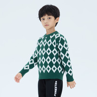 小猪班纳童装2024秋装儿童毛衣中大童男童毛衫女童套头衫上衣 墨绿 110cm