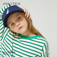 诺帝卡 NAUTICA童装男童女童长袖条纹T恤春秋季薄款卫衣美式复古重磅 绿条 130cm