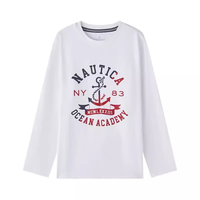 NAUTICA诺帝卡童装 男女童长袖T恤春秋季打底衫经典儿童美式复古 白色-船锚印花 160cm