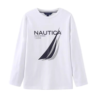 NAUTICA诺帝卡童装 男女童长袖T恤春秋季打底衫经典儿童美式复古 白色 140cm