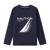 NAUTICA诺帝卡童装 男女童长袖T恤春秋季打底衫经典儿童美式复古 藏青 130cm
