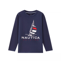 NAUTICA诺帝卡童装 男女童长袖T恤春秋季打底衫经典儿童美式复古 藏青-印花款 120cm