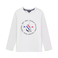 NAUTICA诺帝卡童装 男女童长袖T恤春秋季打底衫经典儿童美式复古 白色-帆船印花 110cm
