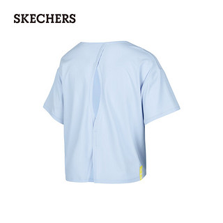 斯凯奇（Skechers）2024女装时尚短款t恤夏圆领上衣P224W120 卤素蓝/026P XXL