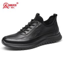 强人男士休闲鞋_qiangren 强人 运动休闲鞋男鞋舒适牛皮户外旅游皮鞋