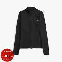 ABERCROMBIE & FITCH女装 24秋季简约通勤修身立领拉链开襟运动上衣KI139-4664 黑色 M 165/96A