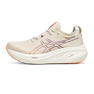 ASICS 亚瑟士 GEL-NIMBUS 26 女子耐磨透气缓震回弹跑鞋 1012B601-250 卡其色/黄色 40.5